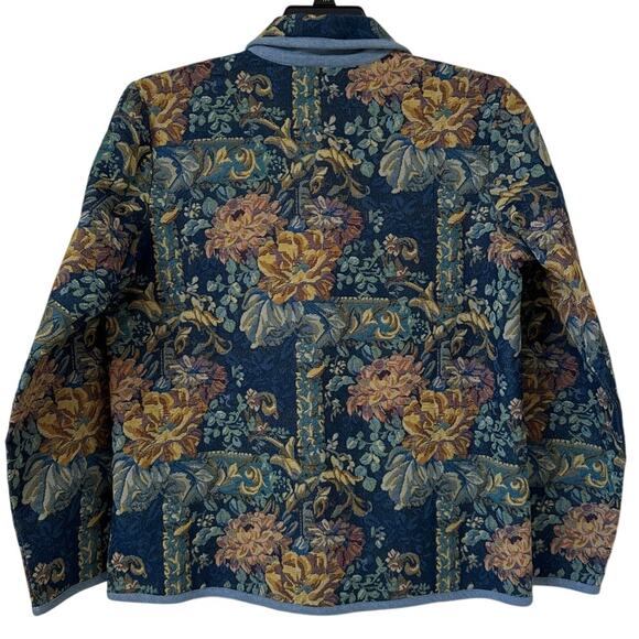 BFA Classics Size Medium 55% Cotton, Tapestry, Blue Floral Button Up Jacket - Picture 2 of 4